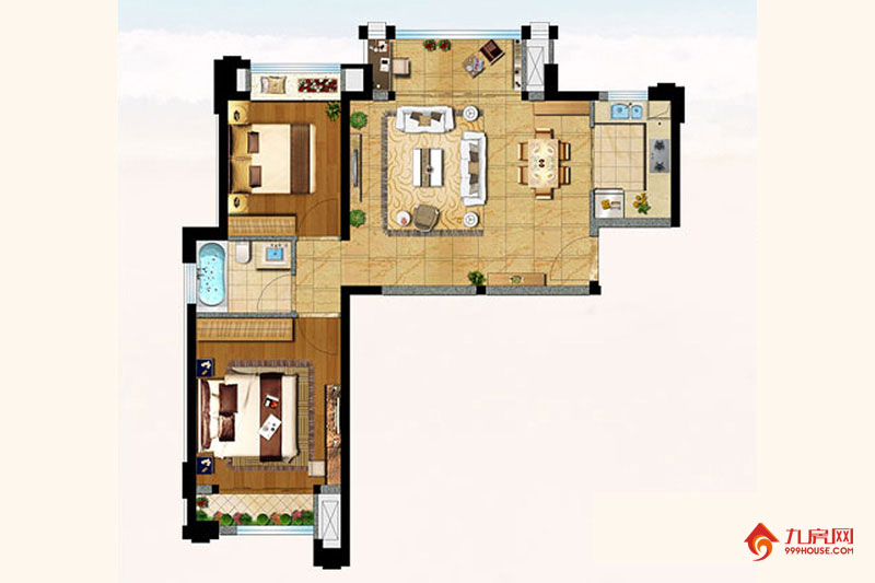 2室2厅1卫约75.00平米