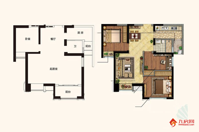 2室2厅1卫约81.00平米