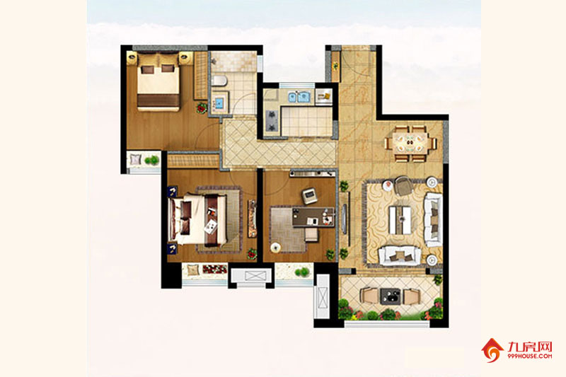3室2厅1卫约92.00平米