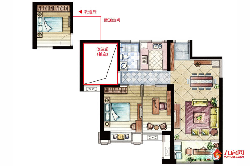 3室2厅1卫约88.00平米
