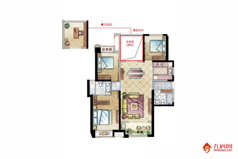 4室2厅2卫约123.00平米