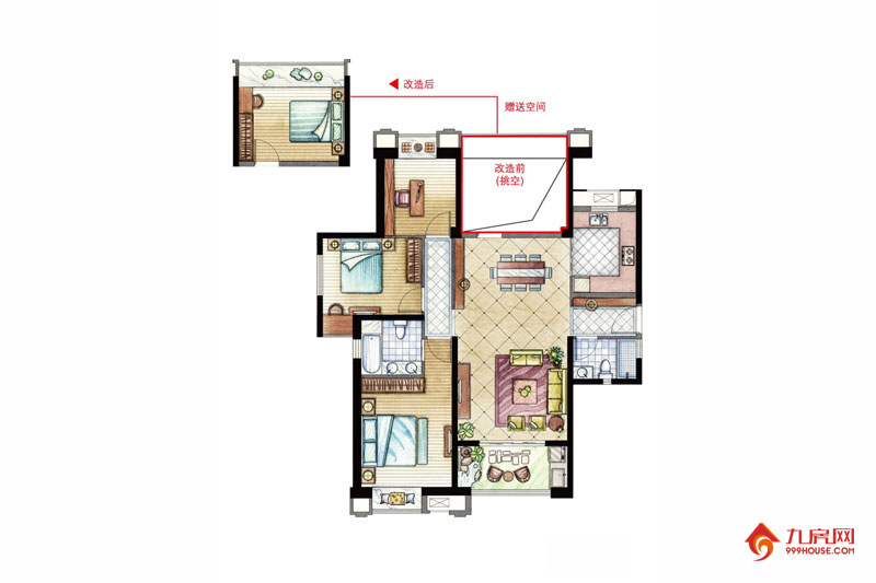 4室2厅2卫约128.00平米