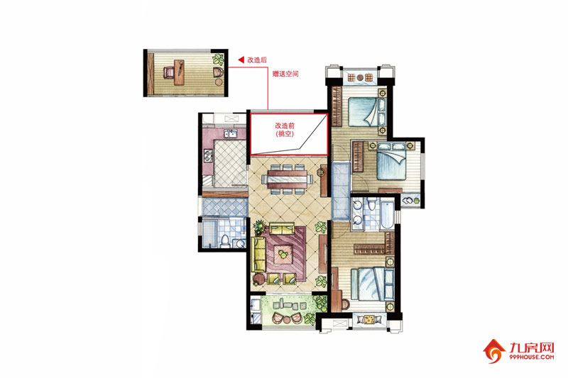 4室2厅2卫约124.00平米