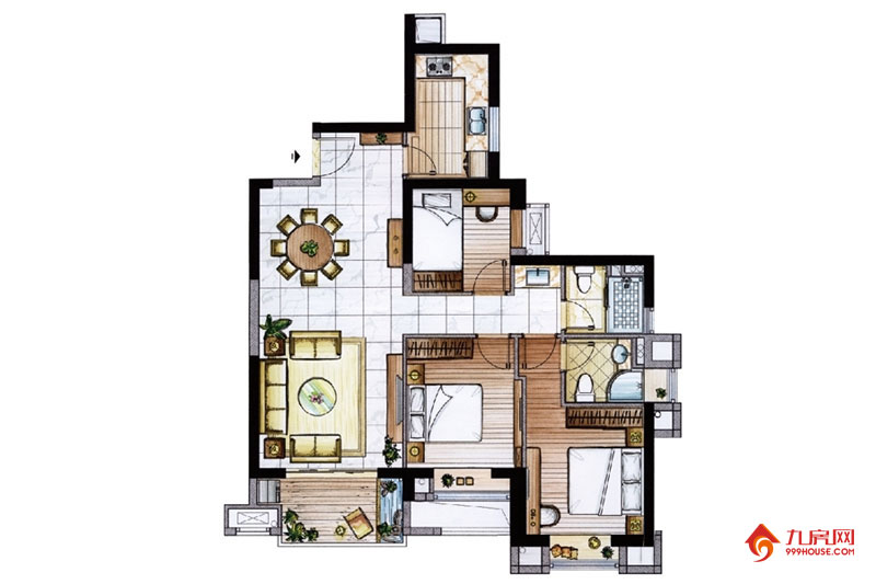 3室2厅2卫约115.00平米