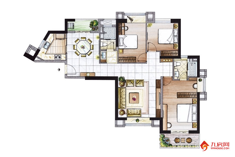 3室2厅2卫约144.00平米