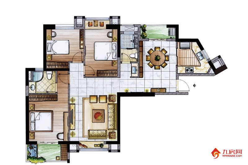 3室2厅2卫约130.00平米