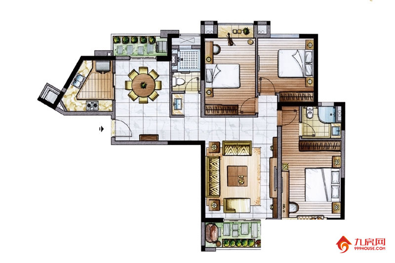 3室2厅2卫约135.00平米