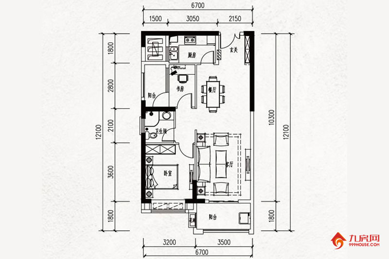 2室2厅1卫约83.00平米