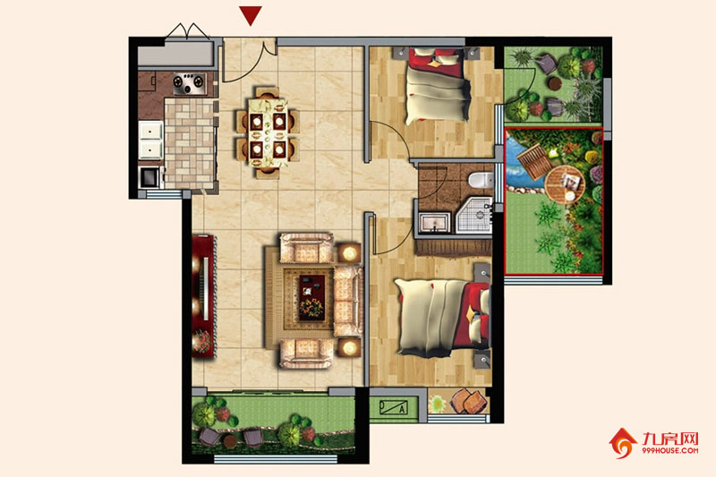 2室2厅1卫约72.00平米