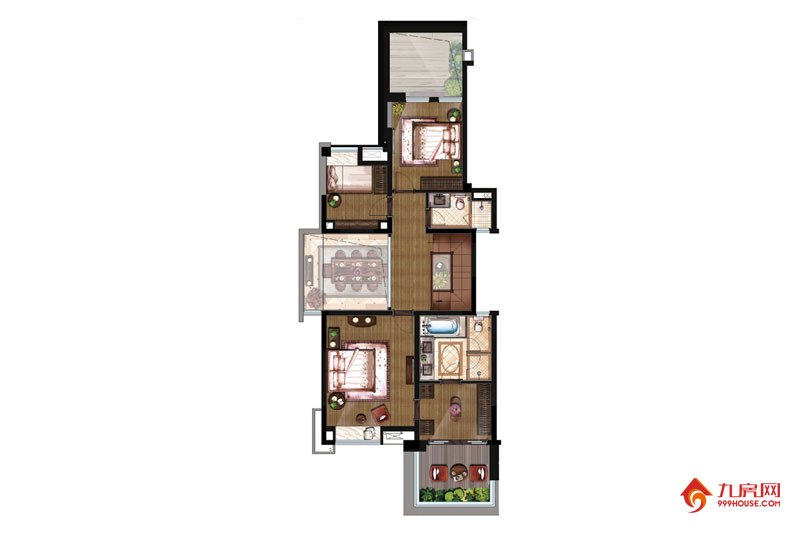 2室1厅1卫约166.00平米