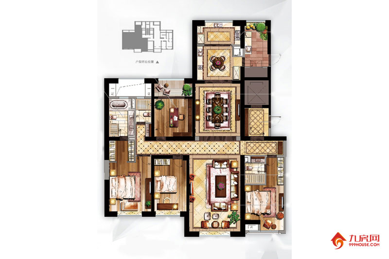 4室4厅3卫约255.00平米
