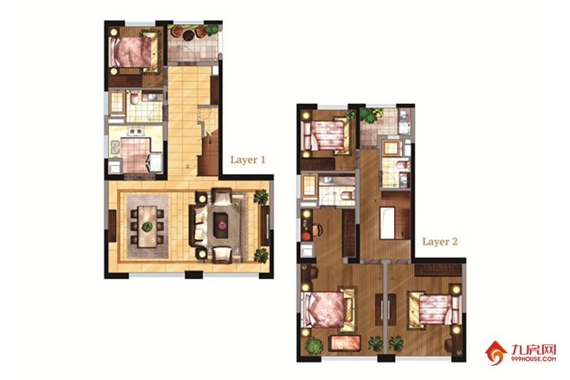 4室2厅3卫约158.00平米