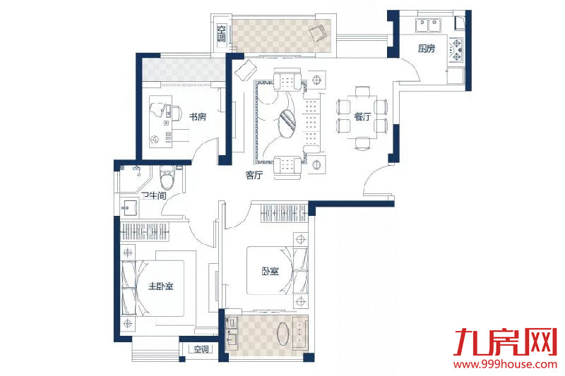 3室2厅1卫 约100.00平米