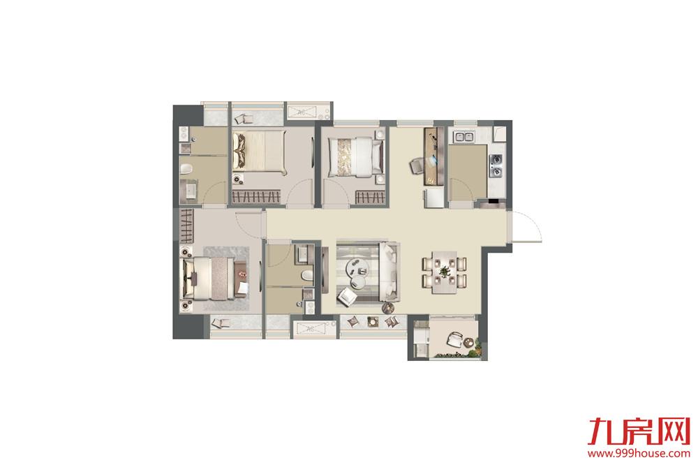 93㎡四房两厅两卫