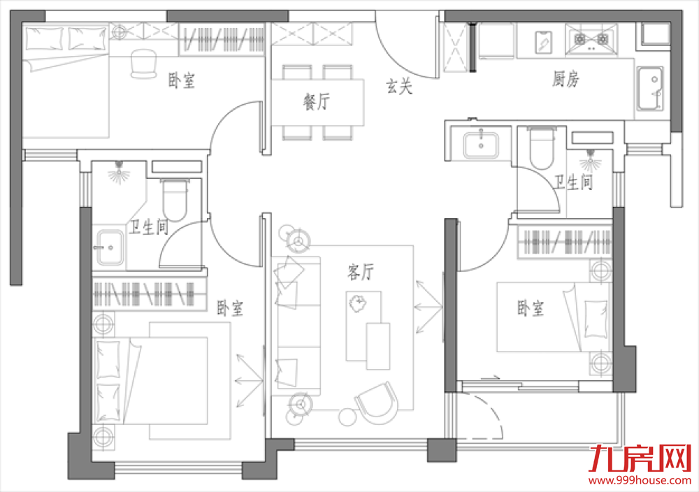 89㎡-三房两厅两卫