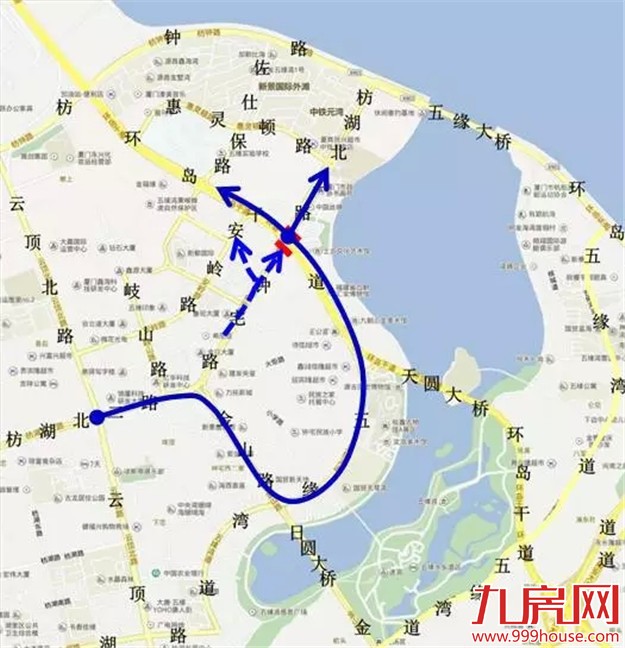 五缘湾站开建   环岛干道钟宅跨线桥将拆除——九房网