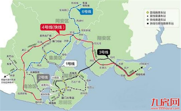 厦门规划至2022年末 建成5条地铁线总里程223.82km——九房网