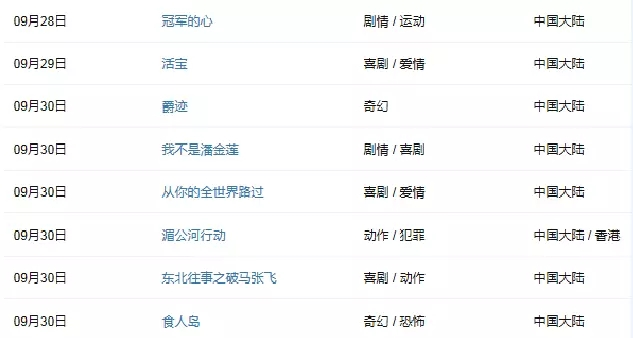 【观影指南】2016年9月电影抢先看！40+部影片陪你共度佳节！——九房网