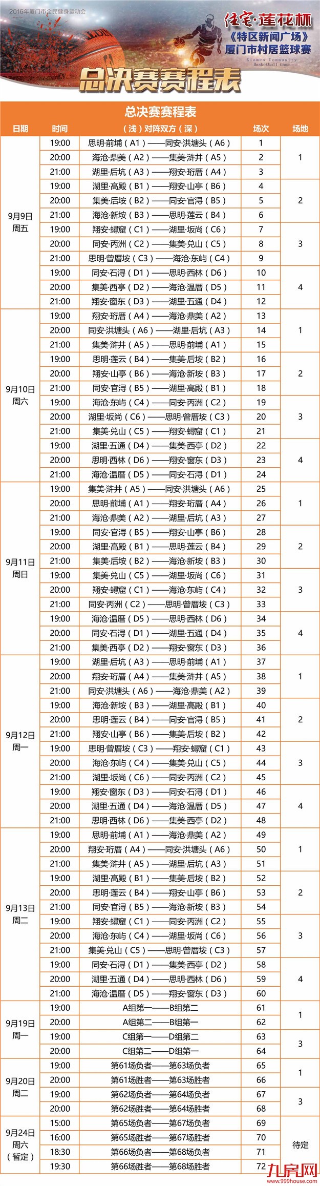 “住宅莲花”杯篮球赛白热化 决赛名单出炉！速看！——九房网