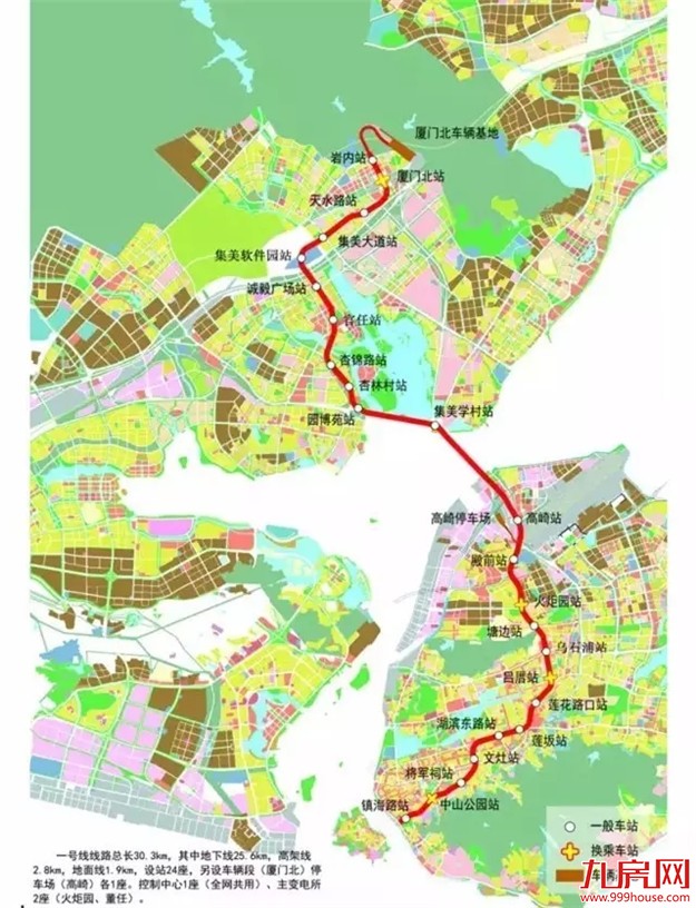 地铁1号线9月试运营！10条地铁站点完整版出来了…厦门进入地铁元年！——九房网