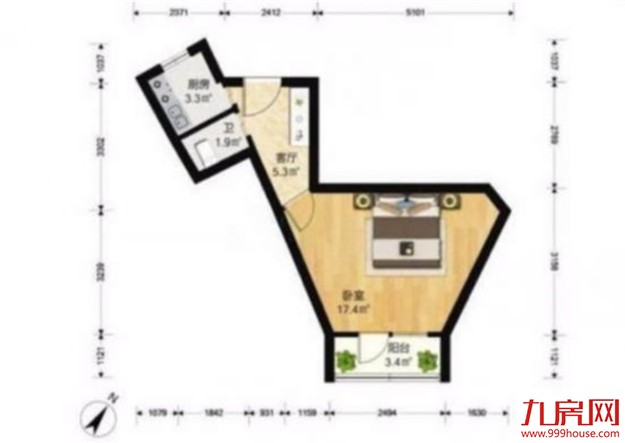 上海网红“跑道房”出售 ：主卧到次卧需经过10米长过道——九房网