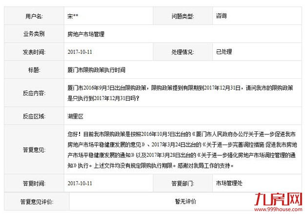 厦门楼市限购政策12月31日到期？国土局：没有具体结束时间——九房网