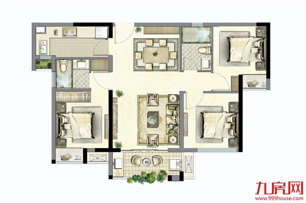 厦门爆款：一套足以写入户型教科书的87㎡三房 ——九房网