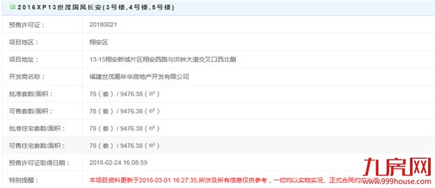 年后厦门首张住宅预售证出炉 78套住宅面积9476.38㎡——九房网