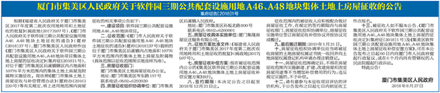 软件园三期配套设施建设需要 征收集美后溪部分房屋——九房网