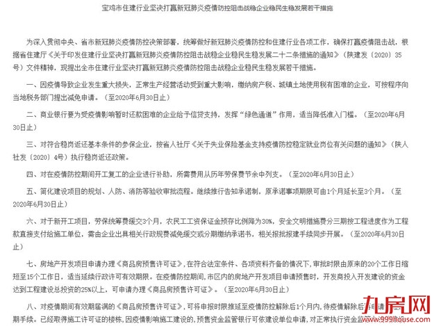 陕西宝鸡稳楼市政策被撤回，提及鼓励降低首套房贷款首付比例——九房网