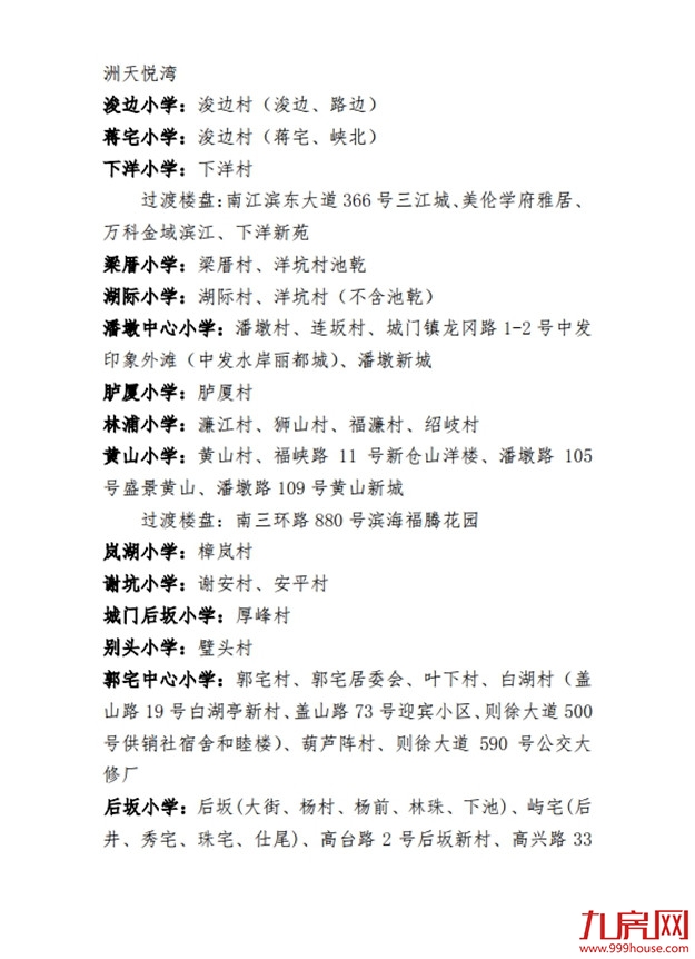 最新！仓山区2020年义务教育招生办法及小学划片范围发布！——九房网