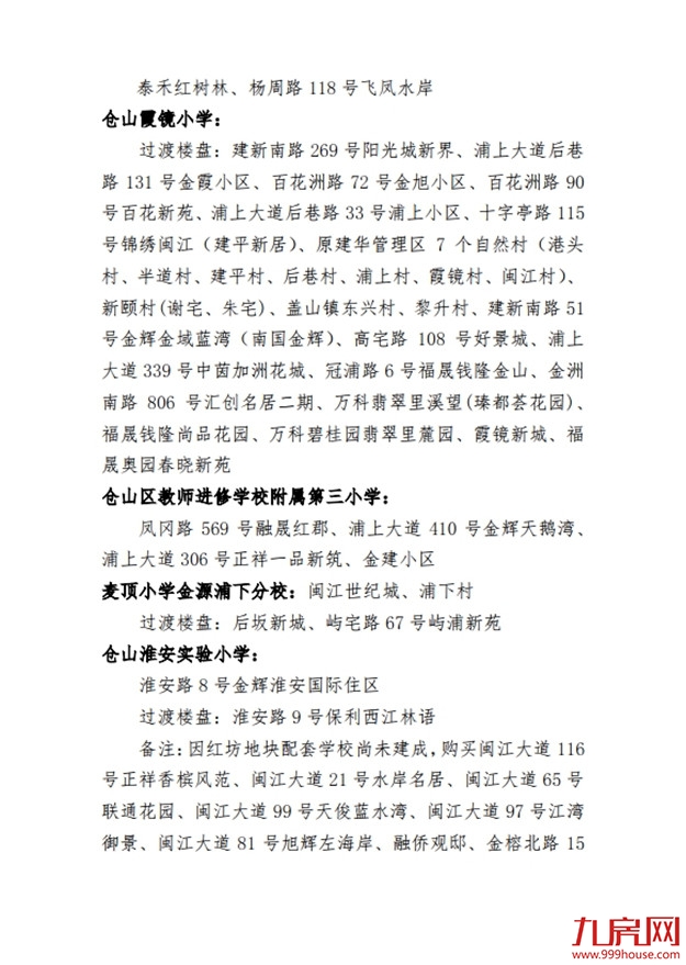 最新！仓山区2020年义务教育招生办法及小学划片范围发布！——九房网