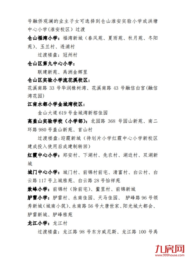 最新！仓山区2020年义务教育招生办法及小学划片范围发布！——九房网