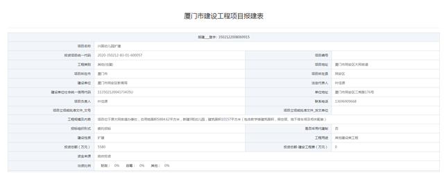 同安区将建一所9班幼儿园 总投资约5580万位于……——九房网