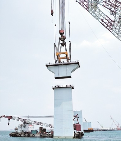 新进展！翔安大桥海上第一座三节式桥墩拼装完。——九房网