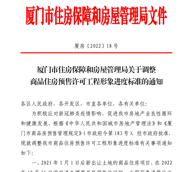 厦门楼市出新规！商品房预售条件阶段性放宽！——九房网