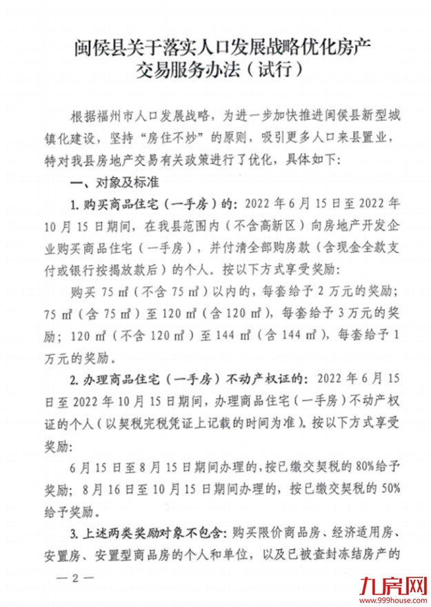 重磅利好！最高可领18万元！闽侯再推购房补贴政策！——九房网